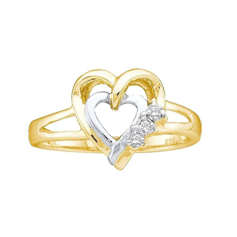 Sterling Silver G&D Two-tone Sterling Silver Women's Round Diamond Double Heart Ring .03 Cttw - FREE Shipping (US/CAN) Size JadeMoghul