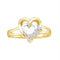Two-tone Sterling Silver Womens Round Diamond Double Heart Ring .03 Cttw - FREE Shipping (US/CAN) Size 10