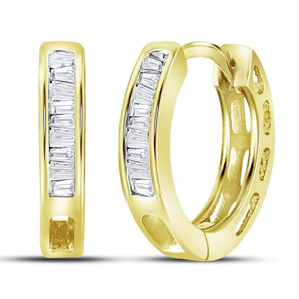 Yellow-tone Sterling Silver Women's Baguette Diamond Hughie Earrings 1-6 Cttw - FREE Shipping (USA/CAN)