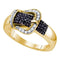 Yellow-tone Sterling Silver Women's Round Black Color Enhanced Diamond Band Ring 1/3 Cttw - FREE Shipping (US/CAN)