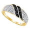 Yellow-tone Sterling Silver Women's Round Black Color Enhanced Diamond Double Stripe Band 1-6 Cttw - FREE Shipping (US/CAN)