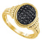 Yellow-tone Sterling Silver Women's Round Black Color Enhanced Diamond Oval Cluster Ring 1-4 Cttw - FREE Shipping (US/CAN)
