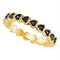 Yellow-tone Sterling Silver Women's Round Blue Color Enhanced Diamond Single Row Heart Band 1-4 Cttw - FREE Shipping (US/CAN)