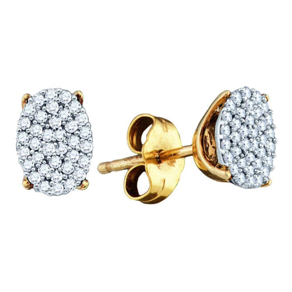 Yellow-tone Sterling Silver Women's Round Diamond Cluster Earrings 1-5 Cttw - FREE Shipping (US/CAN)