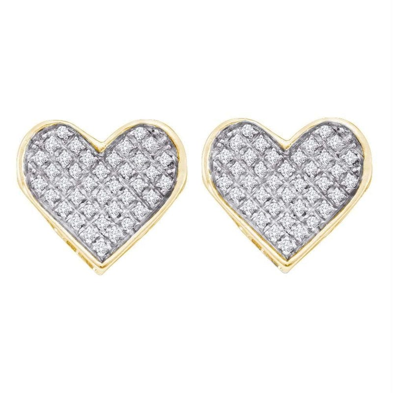 Yellow-tone Sterling Silver Women's Round Diamond Heart Cluster Earrings 1-4 Cttw - FREE Shipping (USA/CAN)