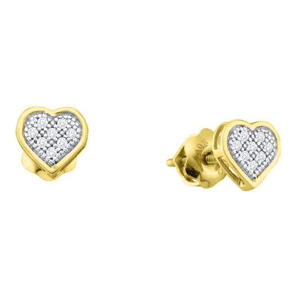 Yellow-tone Sterling Silver Women's Round Diamond Heart Cluster Stud Earrings 1-20 Cttw - FREE Shipping (US/CAN)