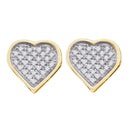 Yellow-tone Sterling Silver Women's Round Diamond Heart Love Cluster Earrings 1-8 Cttw - FREE Shipping (USA/CAN)