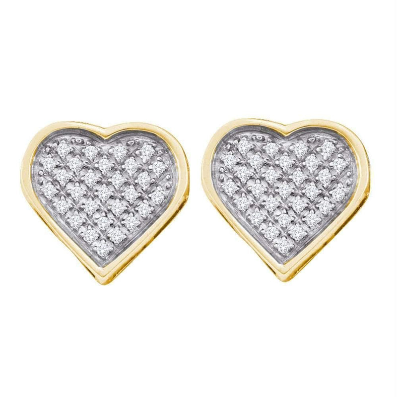 Yellow-tone Sterling Silver Women's Round Diamond Heart Love Cluster Earrings 1-8 Cttw - FREE Shipping (USA/CAN)