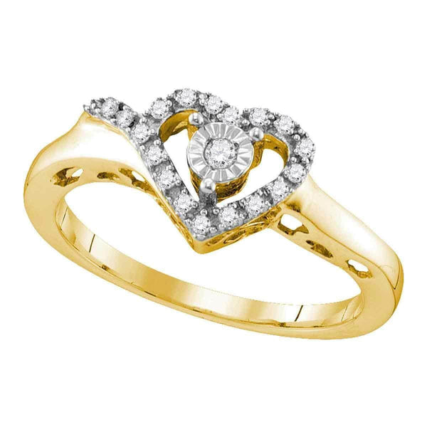 Yellow-tone Sterling Silver Women's Round Diamond Heart Love Ring 1/10 Cttw - FREE Shipping (US/CAN)