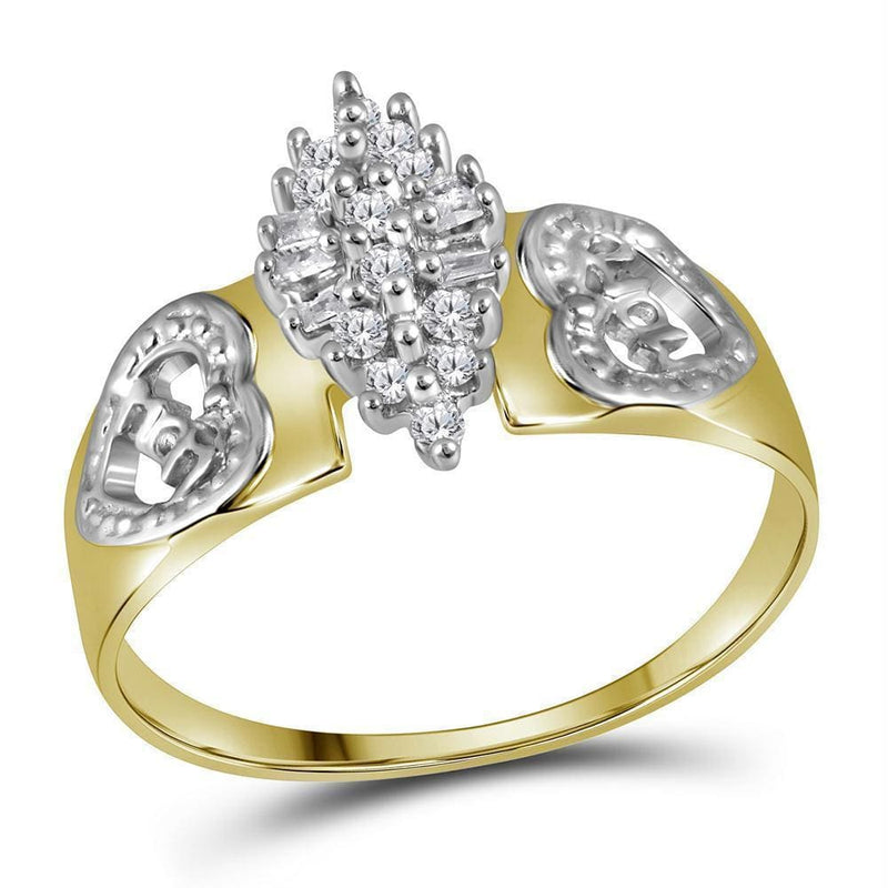 Yellow-tone Sterling Silver Women's Round Diamond Heart Mom Cluster Ring 1-8 Cttw - FREE Shipping (US/CAN)