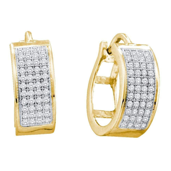 Yellow-tone Sterling Silver Women's Round Diamond Huggie Earrings 1-4 Cttw - FREE Shipping (USA/CAN)