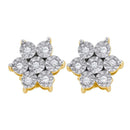 Yellow-tone Sterling Silver Women's Round Diamond Illusion Flower Cluster Earrings 1-8 Cttw - FREE Shipping (USA/CAN)