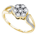 Yellow-tone Sterling Silver Women's Round Diamond Illusion-set Flower Cluster Ring 1/8 Cttw - FREE Shipping (US/CAN)