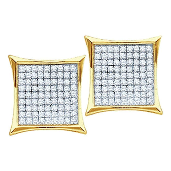 Yellow-tone Sterling Silver Women's Round Diamond Square Kite Cluster Stud Earrings 1-10 Cttw - FREE Shipping (USA/CAN)