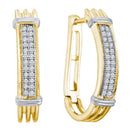 Yellow-tone Sterling Silver Women's Round Pave-set Diamond Oblong Double Row Hoop Earrings 1-6 Cttw - FREE Shipping (USA/CAN)