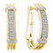 Yellow-tone Sterling Silver Women's Round Pave-set Diamond Oblong Double Row Hoop Earrings 1-6 Cttw - FREE Shipping (USA/CAN)