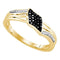 Yellow-tone Sterling Silver Womens Round Black Color Enhanced Diamond Band Ring 1-10 Cttw