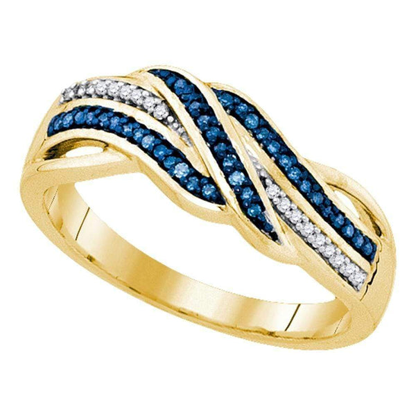 Yellow-tone Sterling Silver Womens Round Blue Color Enhanced Diamond Band Ring 1-8 Cttw - FREE Shipping (US/CAN)