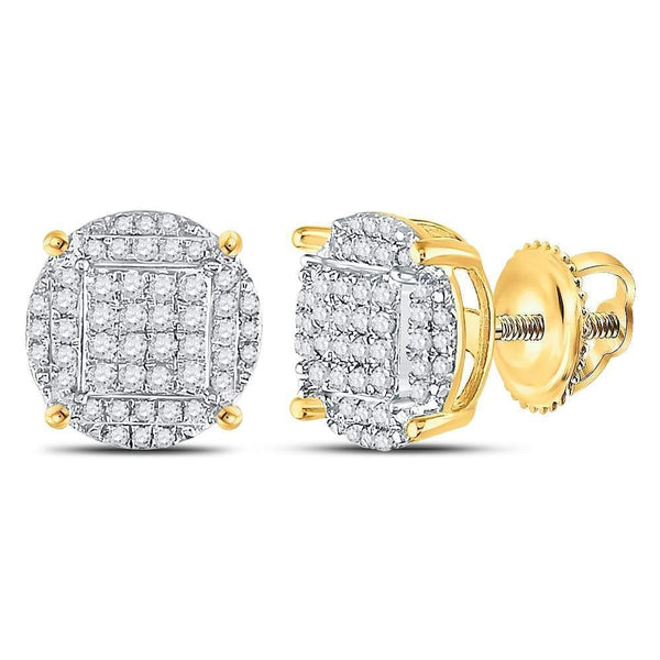 Yellow-tone Sterling Silver Womens Round Diamond Circle Cluster Earrings 3-8 Cttw