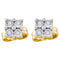Yellow-tone Sterling Silver Womens Round Diamond Cluster Earrings 1-20 Cttw