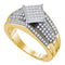Yellow-tone Sterling Silver Womens Round Diamond Elevated Square Cluster Ring 1-3 Cttw