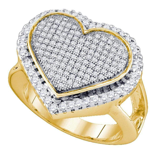 Yellow-tone Sterling Silver Womens Round Diamond Heart Ring 1-6 Cttw - FREE Shipping (US/CAN)