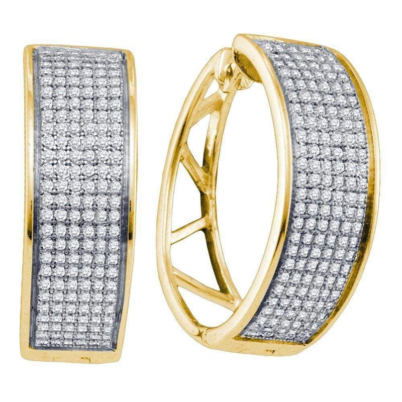 Yellow-tone Sterling Silver Womens Round Diamond Hoop Earrings 7-8 Cttw