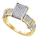 Yellow-tone Sterling Silver Womens Round Diamond Rectangle Cluster Ring 1-3 Cttw