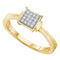 Yellow-tone Sterling Silver Womens Round Diamond Simple Square Cluster Ring 1/20 Cttw