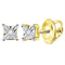 Yellow-tone Sterling Silver Womens Round Diamond Solitaire Earrings .01 Cttw