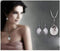 Sterling Silver Opal Water Drop Flower Pendant And Earrings Jewelry Set AExp