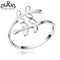 Sterling Silver S925 Cute Leave Design Open Cuff Adjustable Rings Elegant Engagement Party Women Ring Jewelry Gift JadeMoghul Inc. 