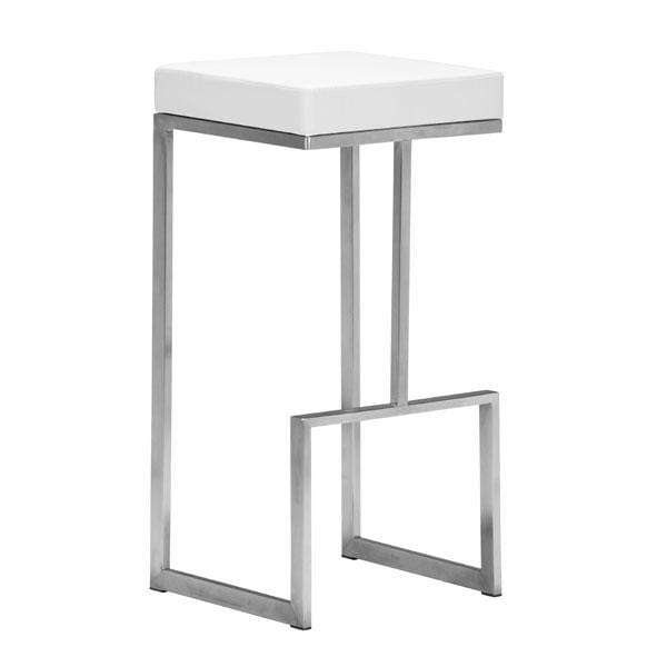 Stools Bar Stools - 14" X 14" X 30" 2 Pcs White Leatherette Barstool HomeRoots