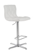 Stools Bar Stools - 35" White Leatherette and Steel Bar Stool HomeRoots