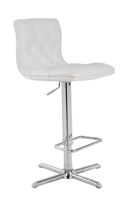 Stools Bar Stools - 35" White Leatherette and Steel Bar Stool HomeRoots