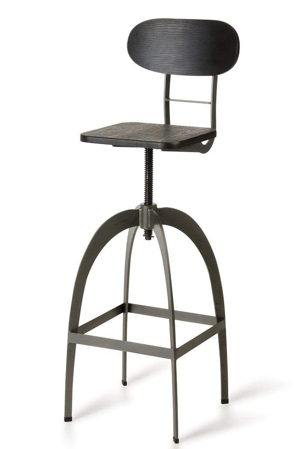 Stools Bar Stools - 38" Black and Gun Metal and Wood Bar Stool HomeRoots