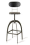 Stools Bar Stools - 38" Black and Gun Metal and Wood Bar Stool HomeRoots