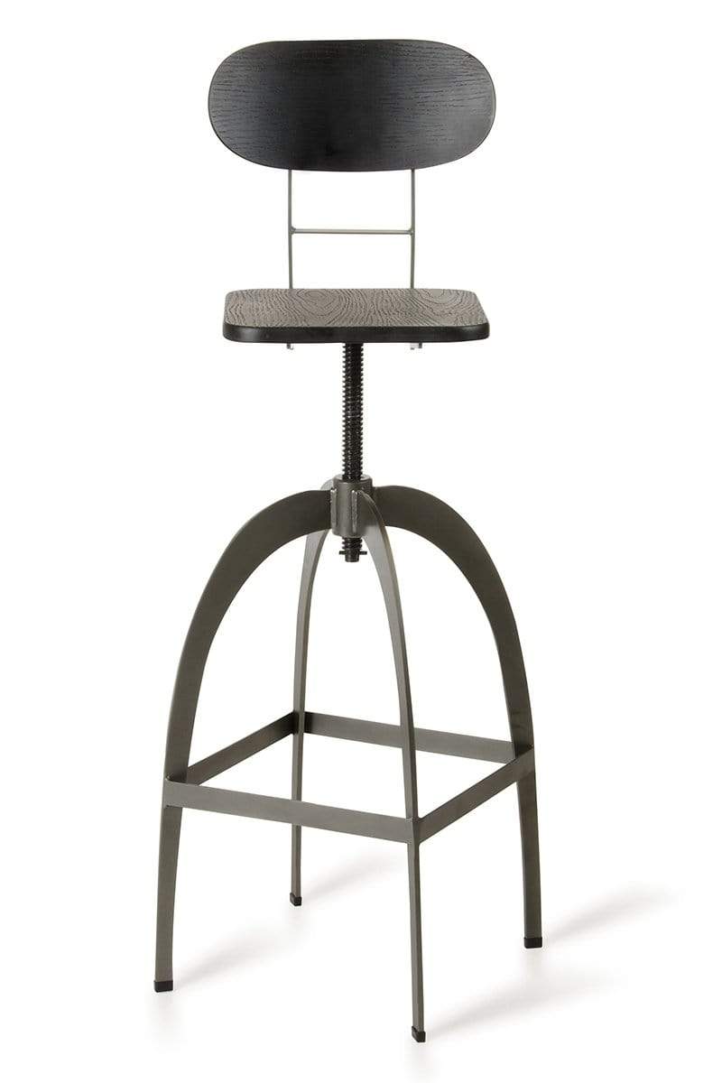 Stools Bar Stools - 38" Black and Gun Metal and Wood Bar Stool HomeRoots