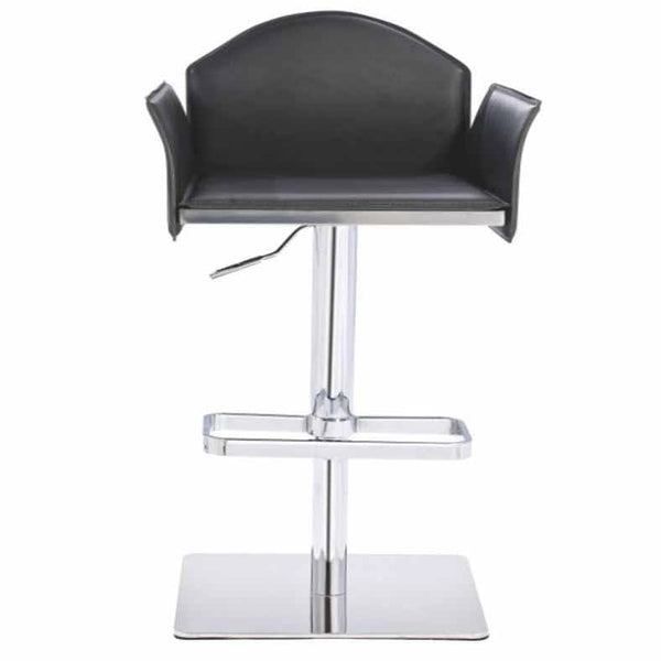 Stools Bar Stools - 41" Black Eco-Leather and Steel Bar Stool HomeRoots