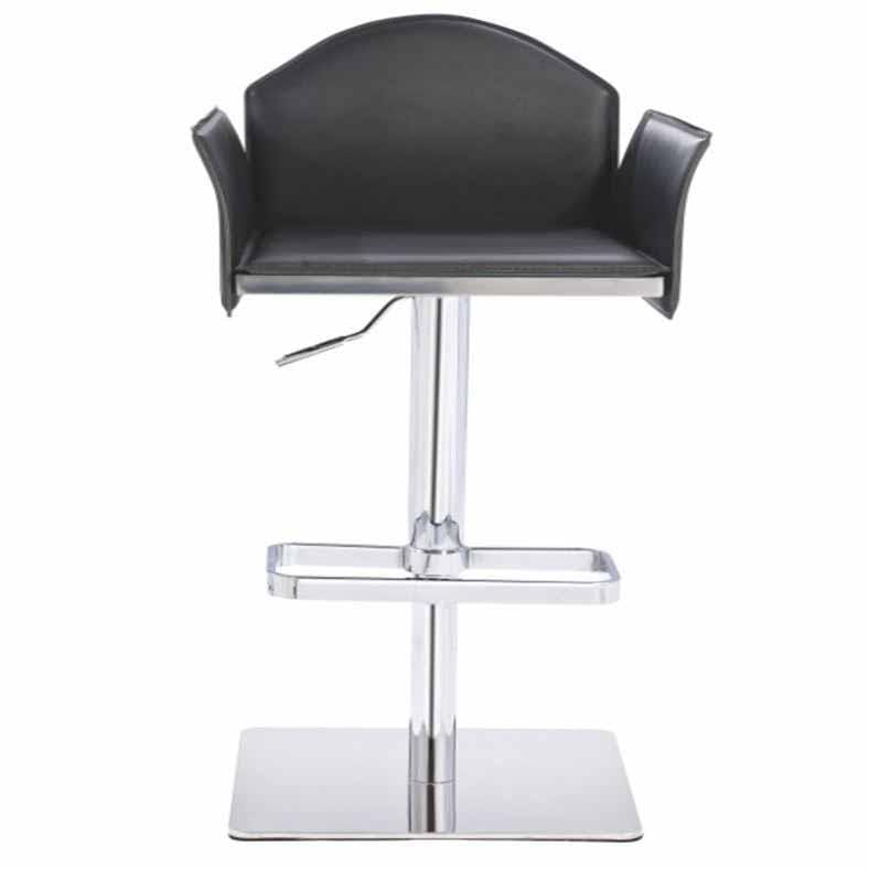 Stools Bar Stools - 41" Black Eco-Leather and Steel Bar Stool HomeRoots