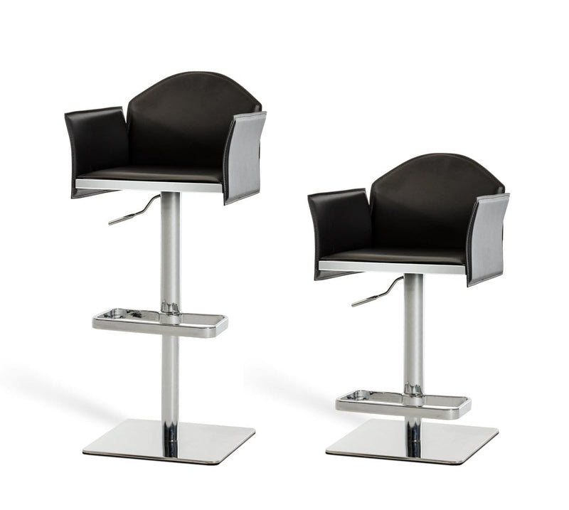 Stools Bar Stools - 41" Black Eco-Leather and Steel Bar Stool HomeRoots