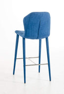 Stools Bar Stools - 41" Blue Fabric and Metal Bar Stool HomeRoots