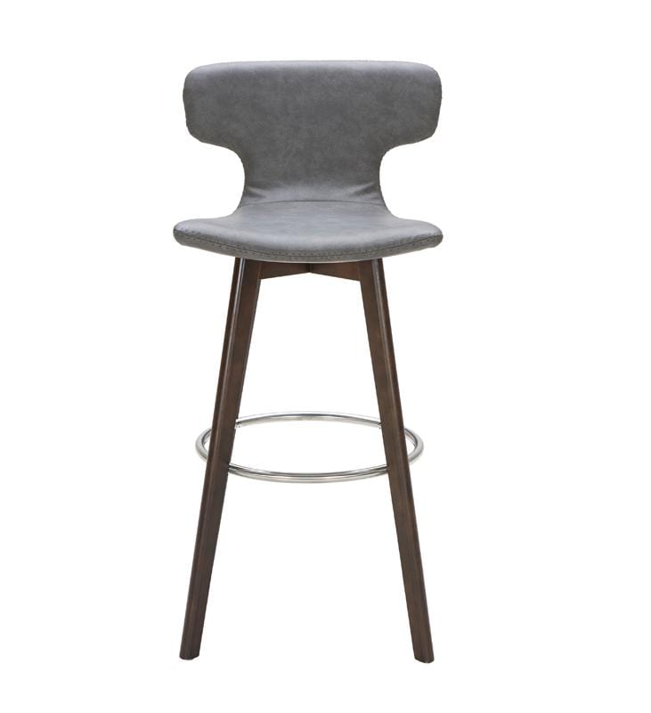 Stools Bar Stools - 41" Dark Grey Eco-Leather, Steel, and Wood Bar Stool HomeRoots