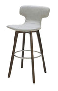 Stools Bar Stools - 41" Light Grey Eco-Leather, Steel, and Wood Bar Stool HomeRoots