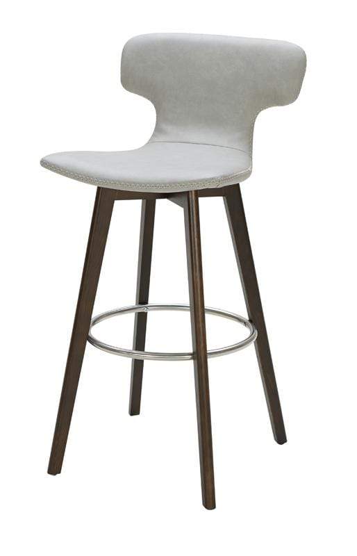 Stools Bar Stools - 41" Light Grey Eco-Leather, Steel, and Wood Bar Stool HomeRoots