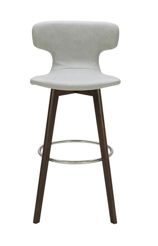 Stools Bar Stools - 41" Light Grey Eco-Leather, Steel, and Wood Bar Stool HomeRoots