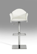 Stools Bar Stools - 41" White Eco-Leather and Steel Bar Stool HomeRoots