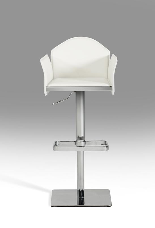 Stools Bar Stools - 41" White Eco-Leather and Steel Bar Stool HomeRoots