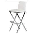 Stools Bar Stools - 41" White Eco-Leather and Steel Bar Stool (Set of 2) HomeRoots