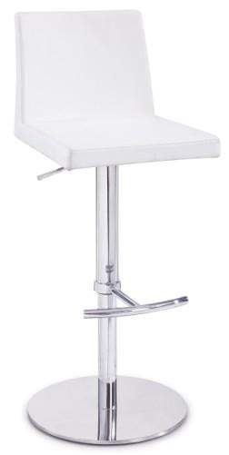 Stools Bar Stools - 42" White Leatherette and Steel Bar Stool HomeRoots